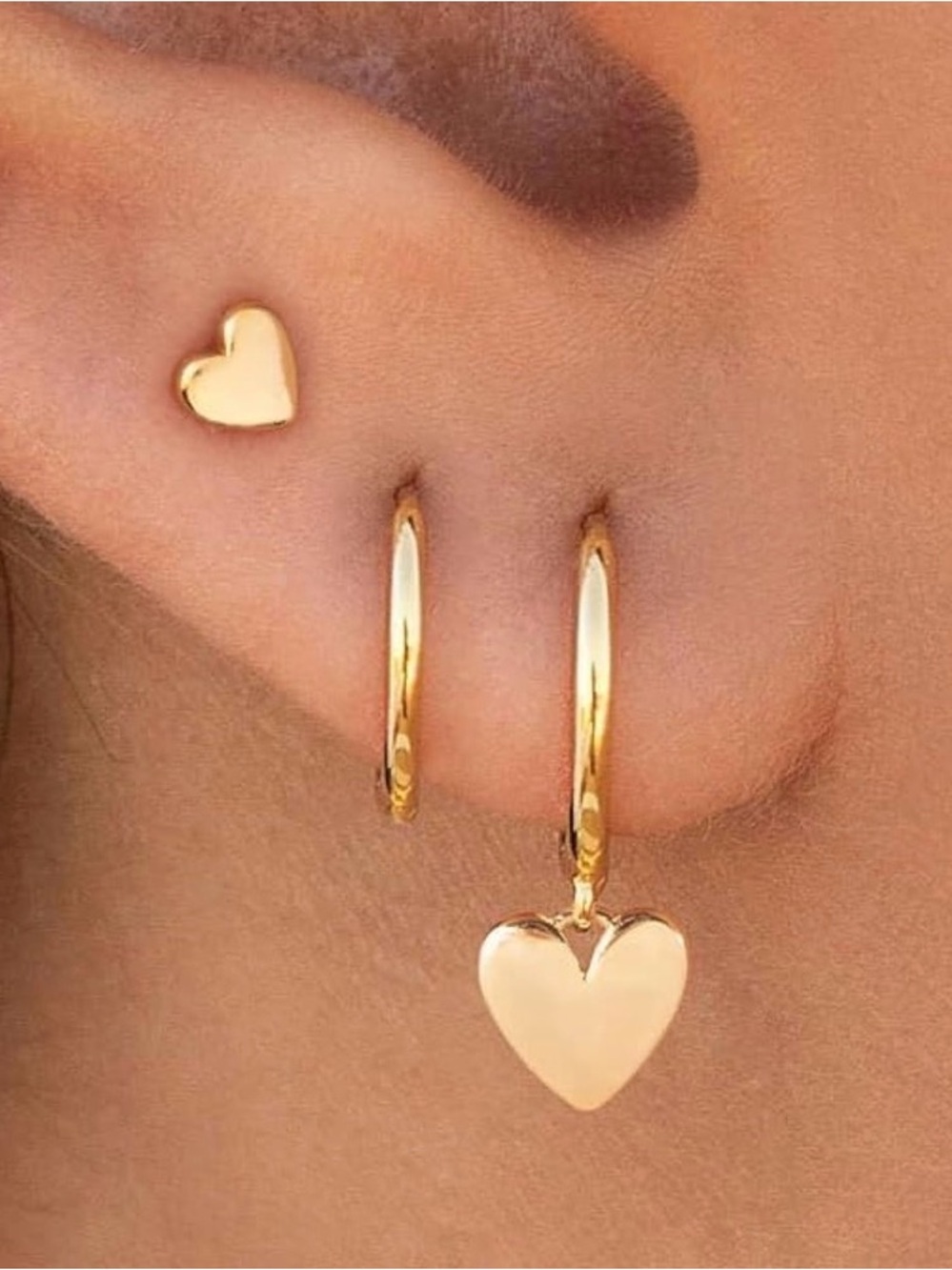 Evry Jewels Gold Heart Huggie Hoop Earrings - Women Jewelry